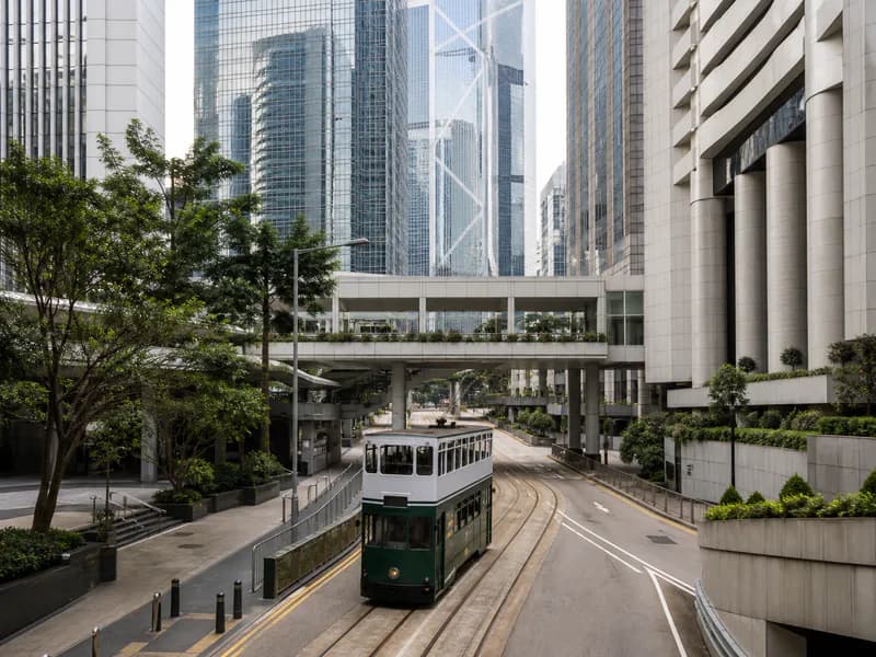 Illustrative Hong Kong tram travelling through Central