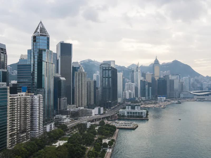 Illustrative daylight view of Wan Chai's waterfront business district