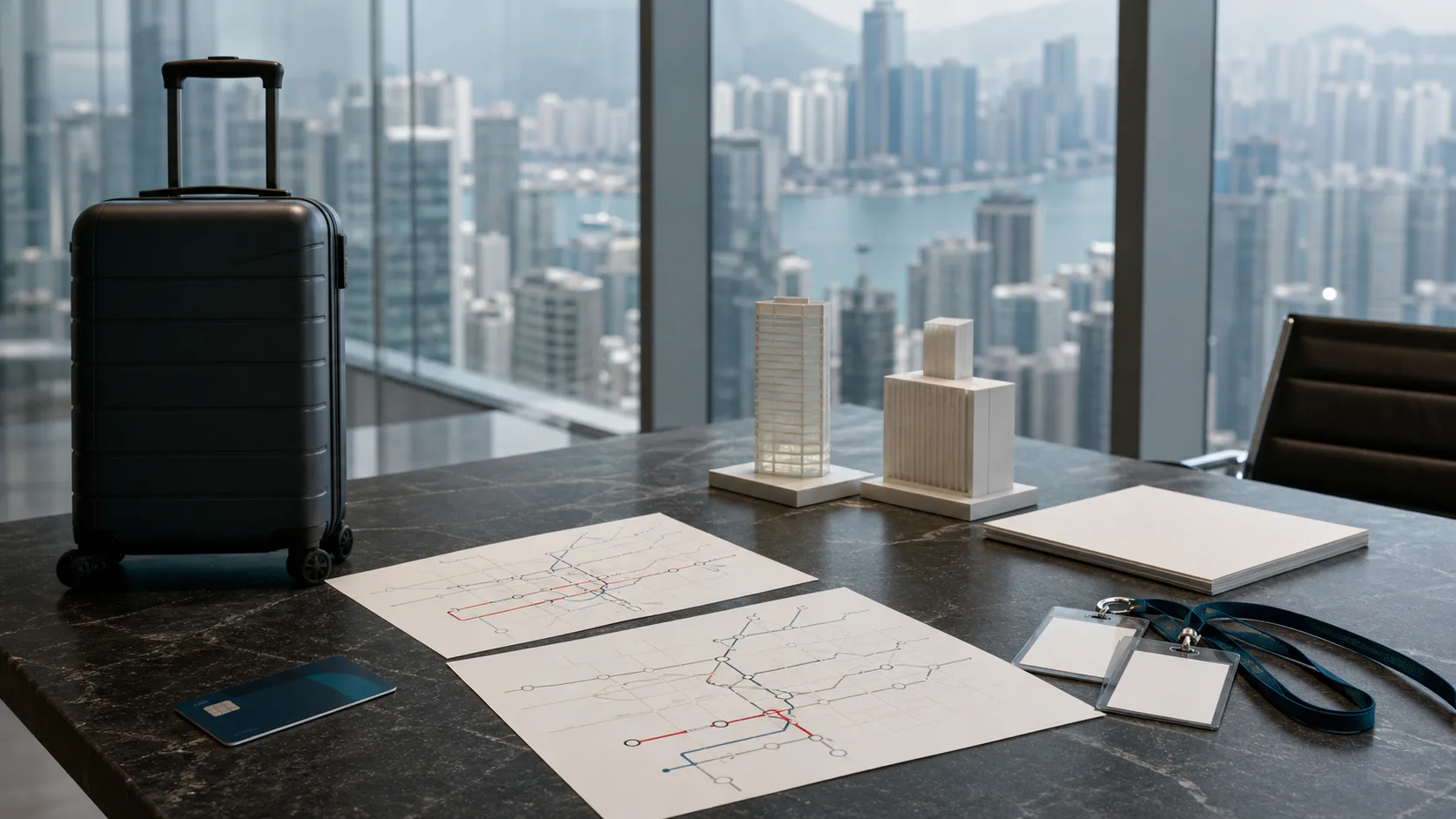 Travel, visitor and office-location materials prepared for a Hong Kong location decision.